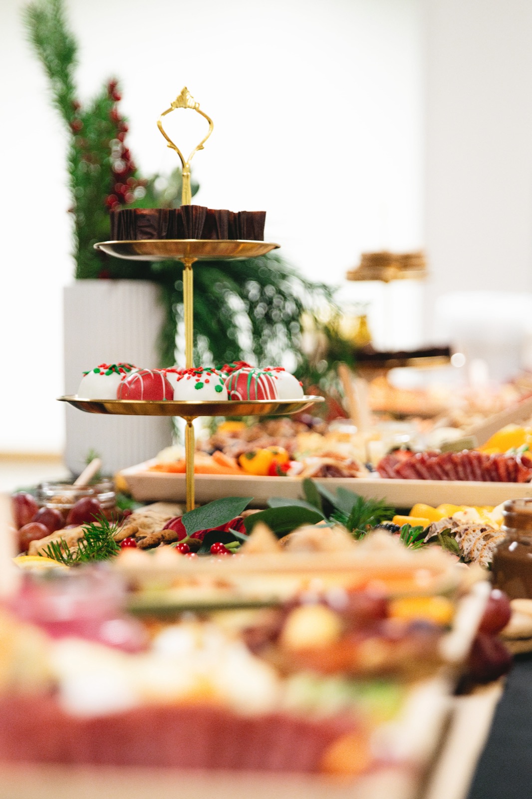 Christmas desserts arranged for the evening